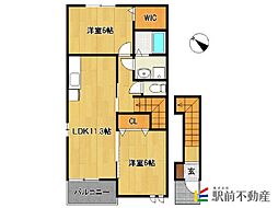 アルドーレ 2LDKの間取図画像