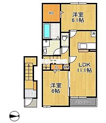 Volks馬込 2LDKの間取図画像