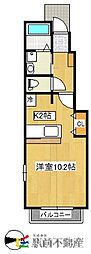 ロマネスクA 1Kの間取図画像