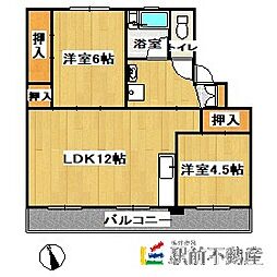 ビレッジハウス小浜1号棟 2LDKの間取図画像