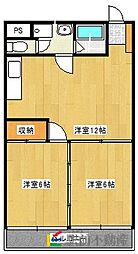 シーザーズ・パレス不知火 2LDKの間取図画像