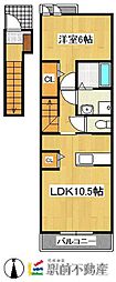 ランコントリヤンB 1LDKの間取図画像