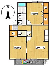 アムール・コート1 2LDKの間取図画像