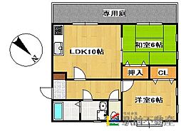 パイン'99 2LDKの間取図画像