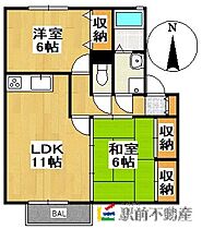 レイクヒルズI 205 ｜ 福岡県大牟田市大字草木988（賃貸アパート2LDK・2階・51.33㎡） その2