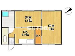 フレンドコーポ3 2Kの間取図画像