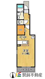 西鉄天神大牟田線 新栄町駅 徒歩18分の賃貸アパート 1階ワンルームの間取り