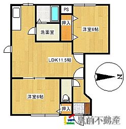 エバーグリーンサカグチ 2LDKの間取図画像