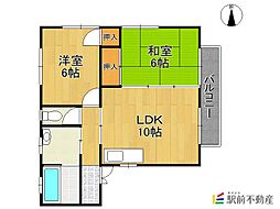コーポ新涼 2LDKの間取図画像