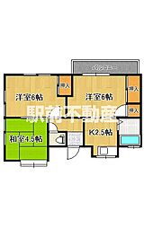 永江コーポ1 3Kの間取図画像