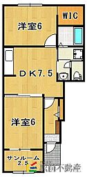 アミティエ岬 2DKの間取図画像
