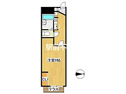 MOTOKOGAII 1階1Kの間取り