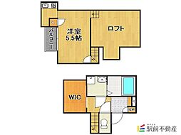 CB鳥栖フェリシア 2階1Kの間取り