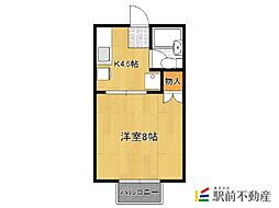 シティ西新　A棟 1階1Kの間取り