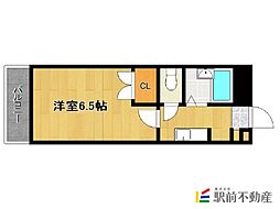 リベルテ大保 2階1Kの間取り