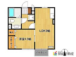 チャームスクエアー 1階1LDKの間取り