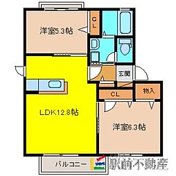 ベルスール　C棟 1階2LDKの間取り