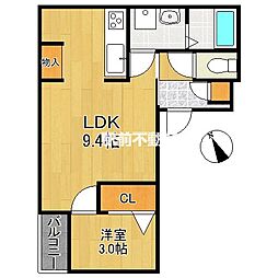 Delica鳥栖 1LDKの間取図画像