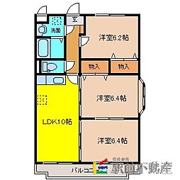 エバーグリーン角園 3LDKの間取図画像