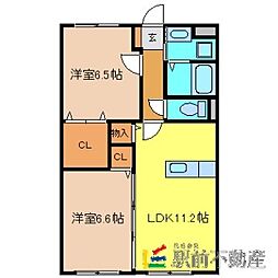 ソレイユ 2LDKの間取図画像