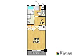 レジデンス蔵上 1Kの間取図画像
