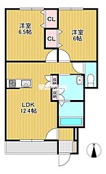 仮)鳥栖市山浦AP 2LDKの間取図画像