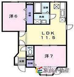 サンベールコガB 2LDKの間取図画像