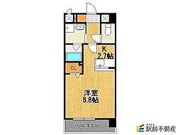 エルモソピソ ワンルームの間取図画像