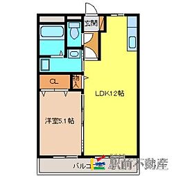 元町パークビル 1LDKの間取図画像