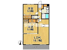 ルネスラシェーズII 303 ｜ 佐賀県鳥栖市村田町343-1（賃貸マンション2LDK・3階・63.00㎡） その2