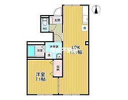 華秀ハイツ 1LDKの間取図画像