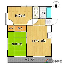 メゾン玉虫 2階2LDKの間取り