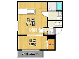 ハレクラニ基山 2階1LDKの間取り