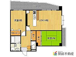 ウエストリバー基山 4階2LDKの間取り