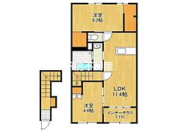 フローラリア原 2LDKの間取図画像