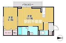 ロイヤルタウン田代外町 1LDKの間取図画像