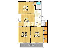 ウエストフィールド大保B 3DKの間取図画像