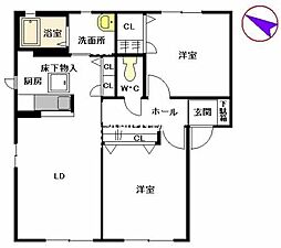 メゾンエルムA 2LDKの間取図画像