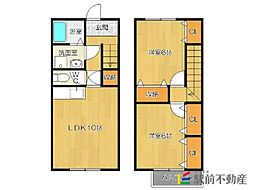 オーシャン小郡B棟 1階2LDKの間取り