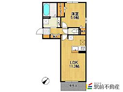 カーサステラII 2階1LDKの間取り
