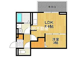 フリーデンやりた 1階1LDKの間取り