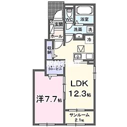 ヴィア　ラッテアV 1階1LDKの間取り