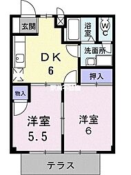 ブルーハイツ1 2DKの間取図画像