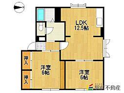 レーベンハイツ　G棟 1階2LDKの間取り