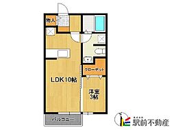 ガーデンフォレスト 2階1LDKの間取り