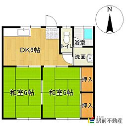 森田アパート 2DKの間取図画像