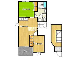 プランドゥ鳥栖II 2階2LDKの間取り