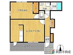 ライゼ七夕 1LDKの間取図画像