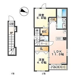 センターハウス壱 2LDKの間取図画像