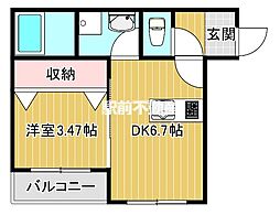 ヒルズテラス大板井 1DKの間取図画像